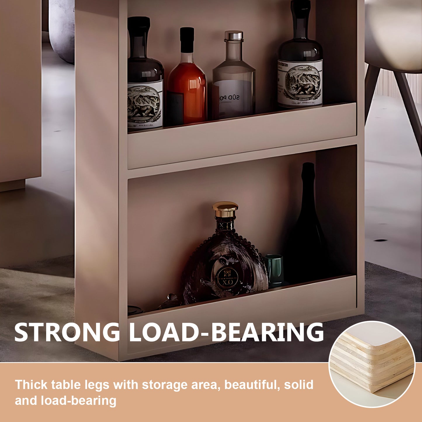 Aihm-Lon Kitchen Island with Extendable Table Side Storage 86.61"-102.36"