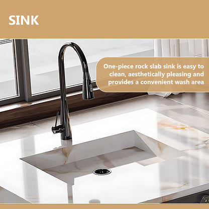 Aihm-Lon Kitchen Island with Extendable Table and Sink 85.82"-101.57"