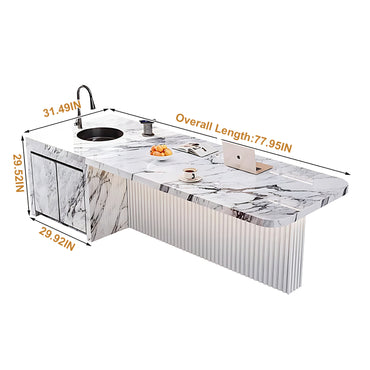 Aihm-Lon Kitchen Island with Sink and Modern Dining Table 77.95"-93.70"