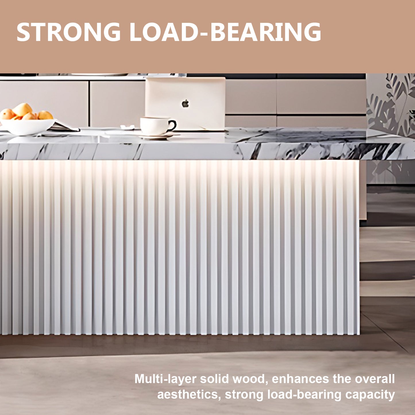 Aihm-Lon Kitchen Island with Sink and Modern Dining Table 77.95"-93.70"