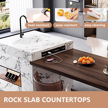 Aihm-Lon Kitchen Island with Sink Extendable Table and Drawers 85.30"-100.78"