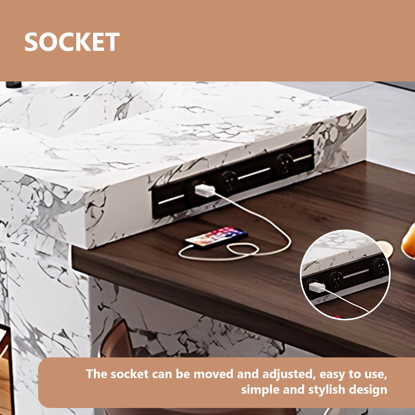 Aihm-Lon Kitchen Island with Sink Extendable Table and Drawers 85.30"-100.78"