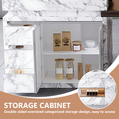 Aihm-Lon Kitchen Island with Sink Extendable Table and Drawers 85.30"-100.78"