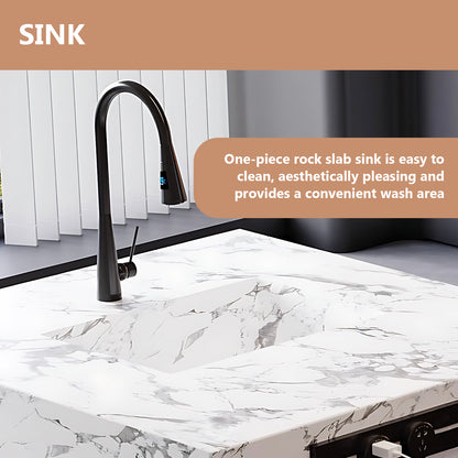 Aihm-Lon Kitchen Island with Sink Extendable Table and Drawers 85.30"-100.78"