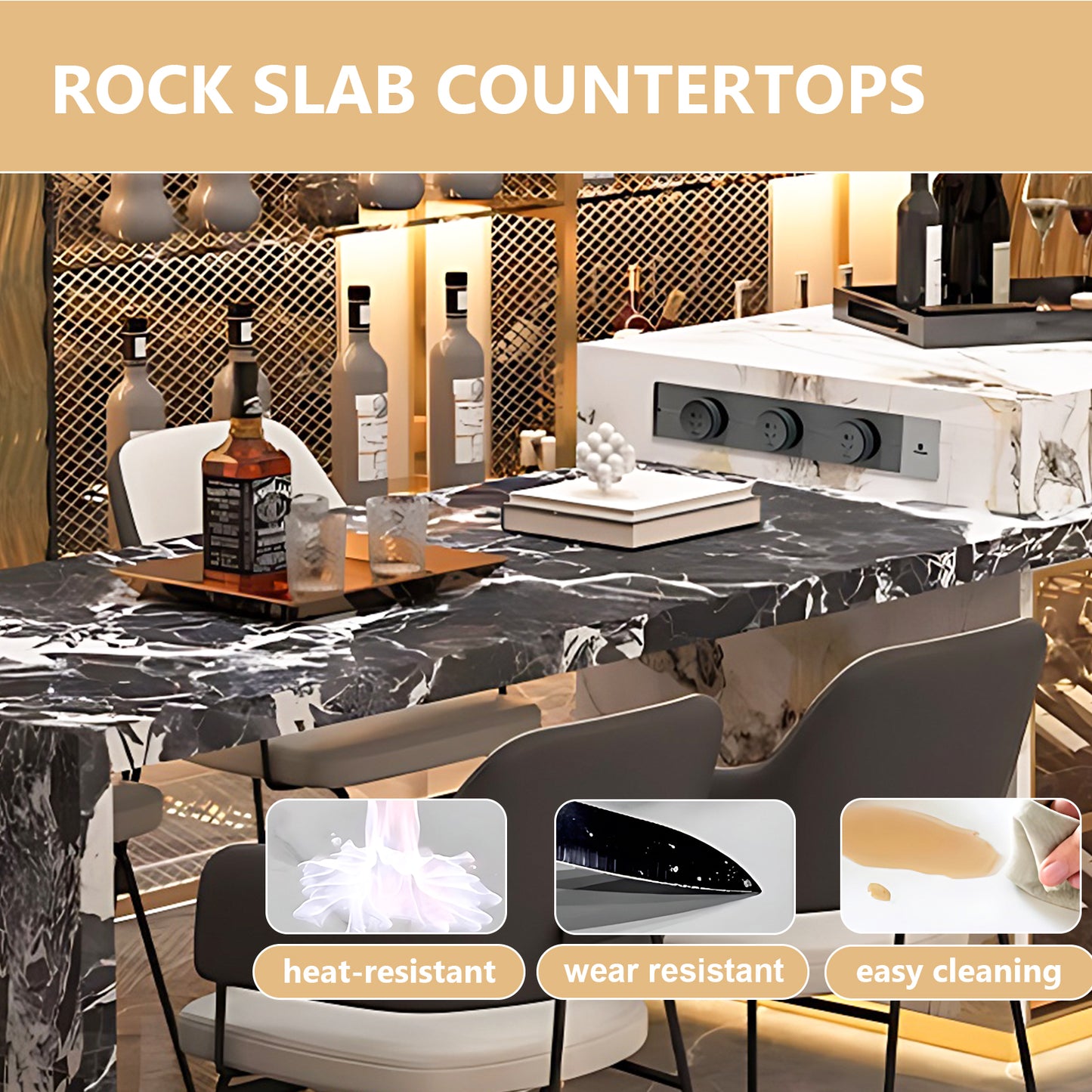 Aihm-Lon Kitchen Island with Extendable Table and Bar Storage 86.61"-98.42"