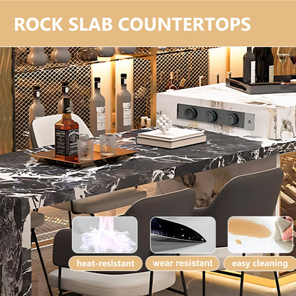 Aihm-Lon Kitchen Island with Extendable Table and Bar Storage 86.61"-98.42"