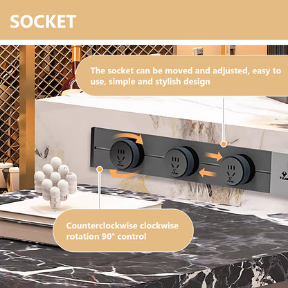 Aihm-Lon Kitchen Island with Extendable Table and Bar Storage 86.61"-98.42"