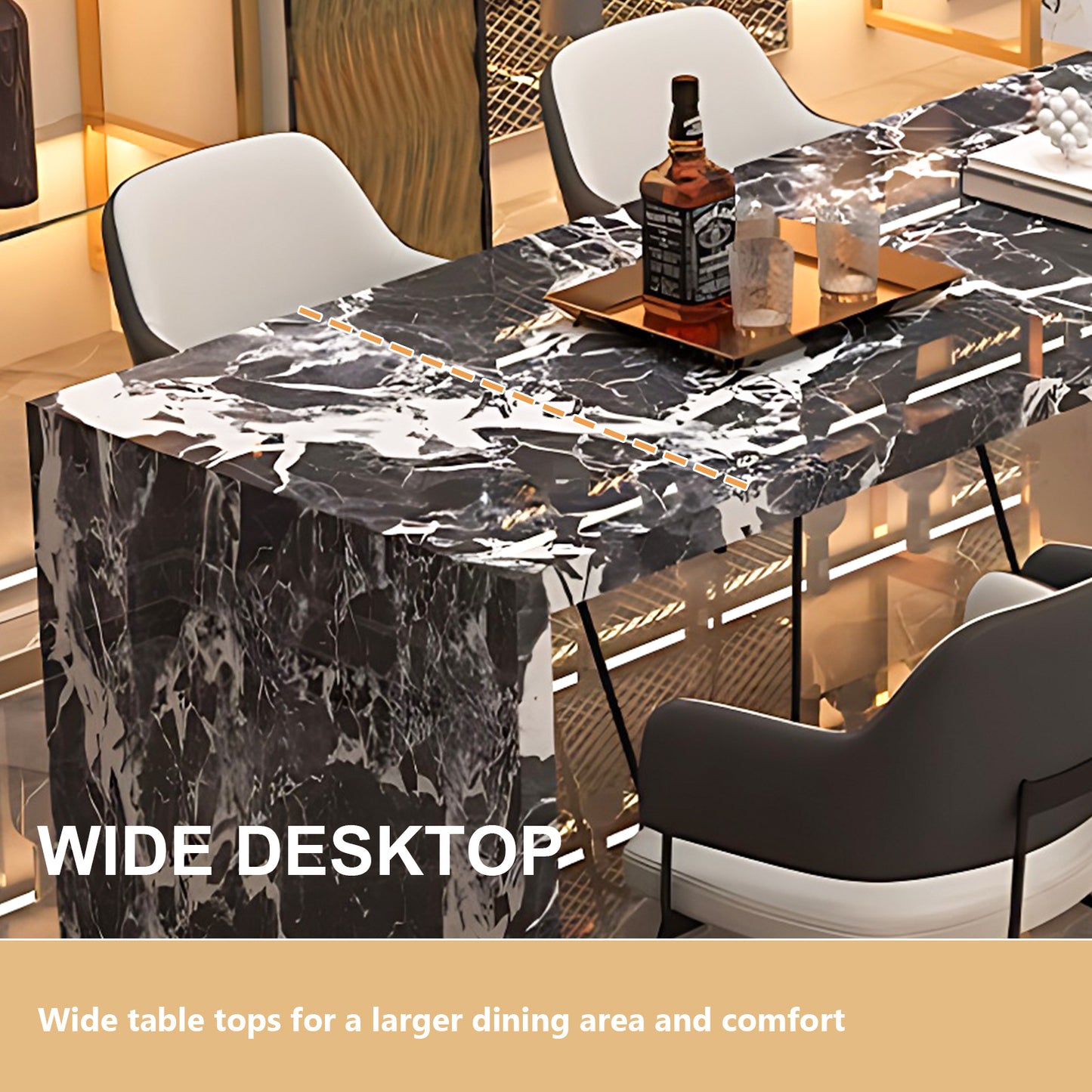 Aihm-Lon Kitchen Island with Extendable Table and Bar Storage 86.61"-98.42"