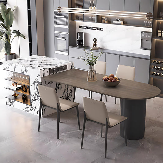 Aihm-Lon Wooden Kitchen Island with Extendable Dining Table 86.61"-98.42"