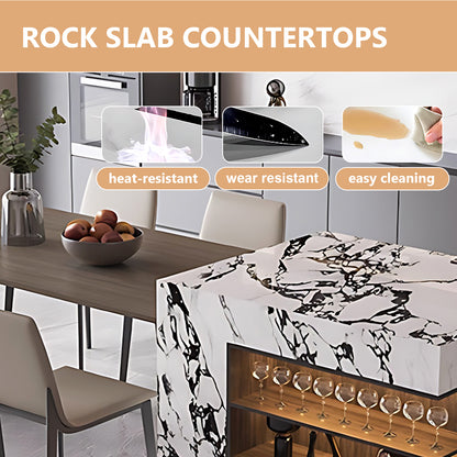 Aihm-Lon Wooden Kitchen Island with Extendable Dining Table 86.61"-98.42"