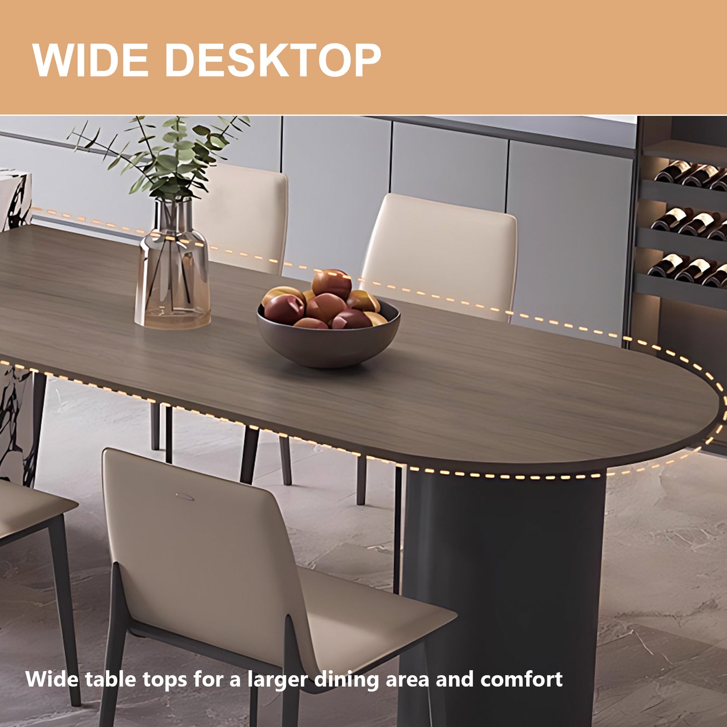 Aihm-Lon Wooden Kitchen Island with Extendable Dining Table 86.61"-98.42"