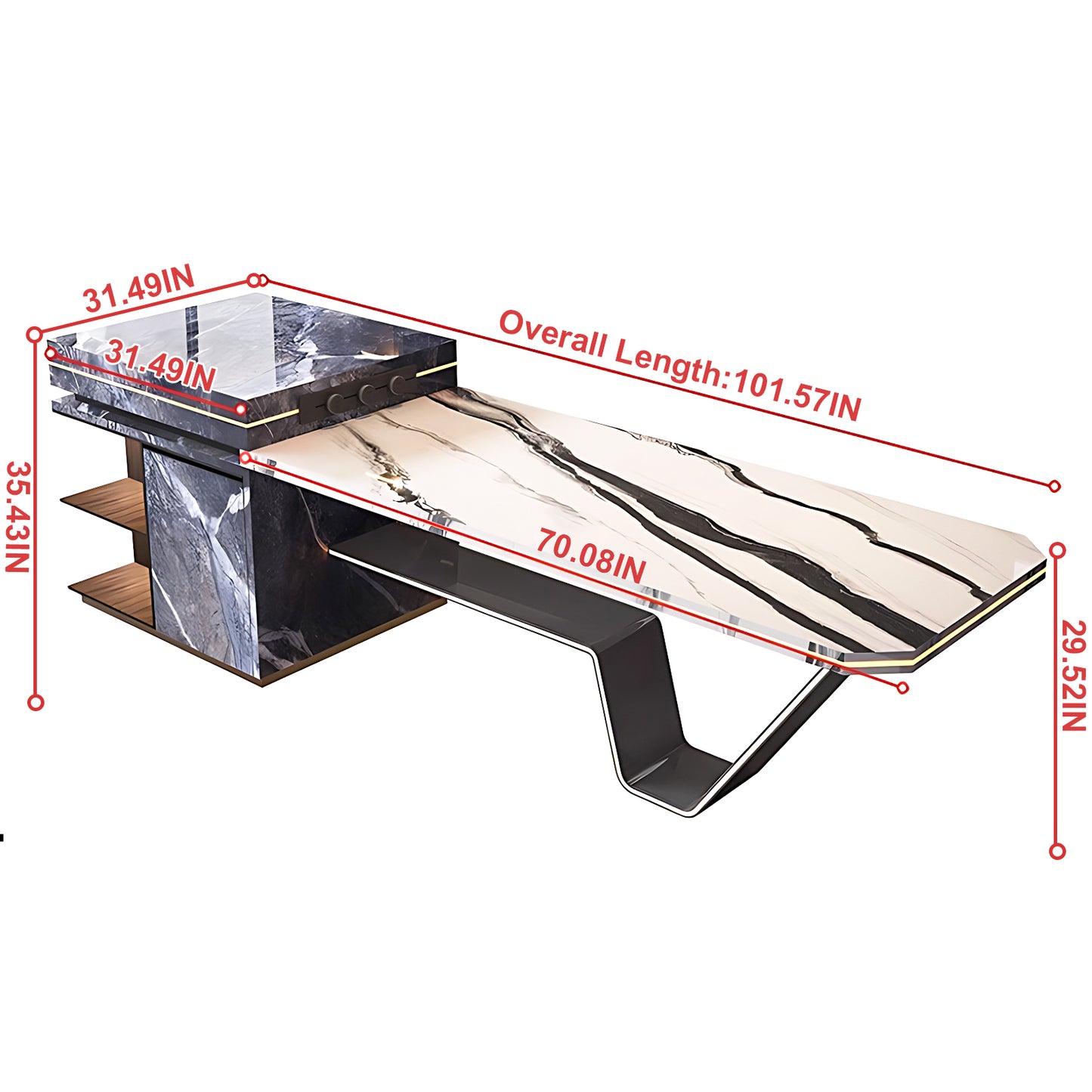 Aihm-Lon Kitchen Island with Extendable Table and Kitchen Shelf 93.7"-101.57"