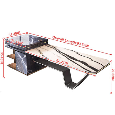 Aihm-Lon Kitchen Island with Extendable Table and Kitchen Shelf 93.7"-101.57"