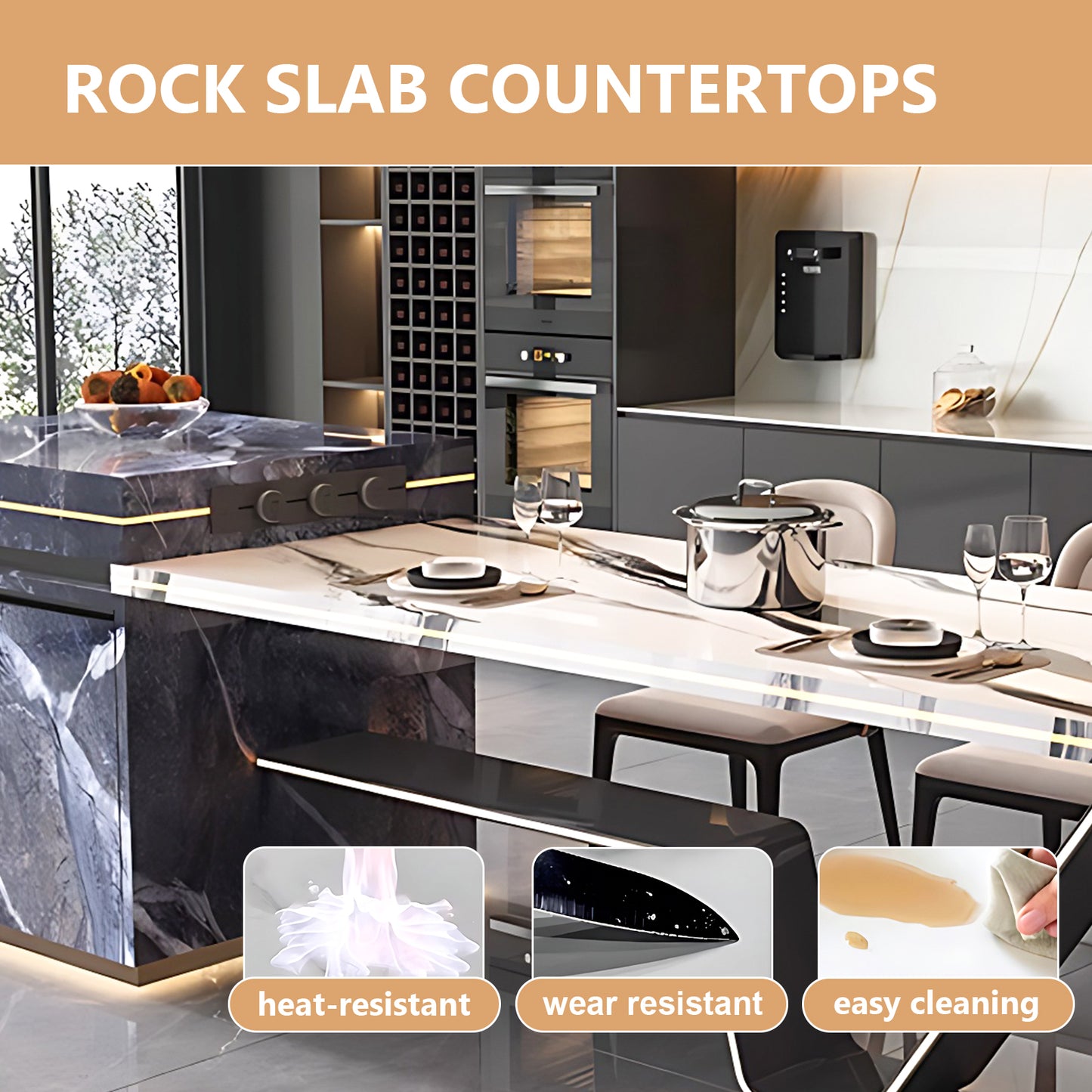 Aihm-Lon Kitchen Island with Extendable Table and Kitchen Shelf 93.7"-101.57"