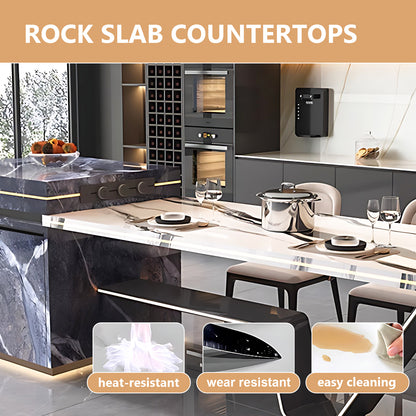 Aihm-Lon Kitchen Island with Extendable Table and Kitchen Shelf 93.7"-101.57"