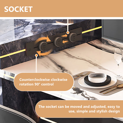 Aihm-Lon Kitchen Island with Extendable Table and Kitchen Shelf 93.7"-101.57"