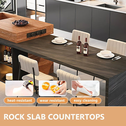 Aihm-Lon Wooden Kitchen Island with Sink Extendable Table 86.61"-98.42"