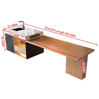 Aihm-Lon Kitchen Island with Sink and Extendable Table 86.61"-98.42"