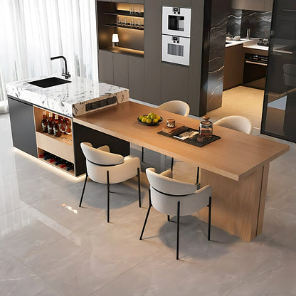 Aihm-Lon Kitchen Island with Sink and Extendable Table 86.61"-98.42"