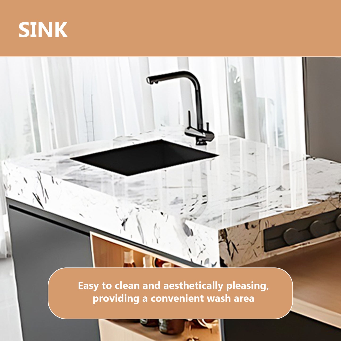 Aihm-Lon Kitchen Island with Sink and Extendable Table 86.61"-98.42"