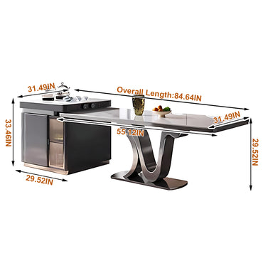 Aihm-Lon Large Gray Kitchen Island with Extendable Table 84.64"-100.39"