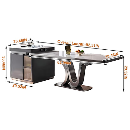 Aihm-Lon Large Gray Kitchen Island with Extendable Table 84.64"-100.39"