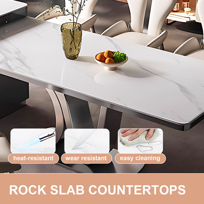 Aihm-Lon Large Gray Kitchen Island with Extendable Table 84.64"-100.39"