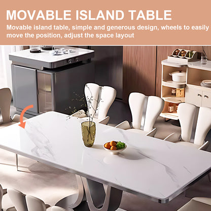 Aihm-Lon Large Gray Kitchen Island with Extendable Table 84.64"-100.39"