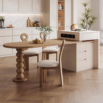 Aihm-Lon Kitchen Island with Wood Extendable Dining Table 66.14"-81.88"