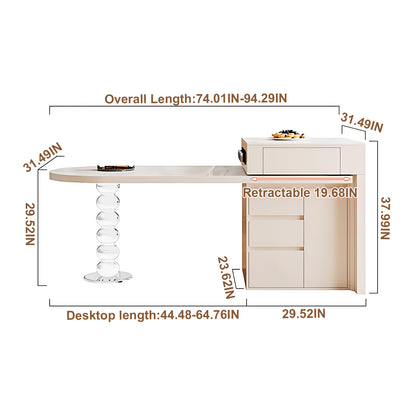 Aihm-Lon Kitchen Island with Pull Out Cabinets and Extendable Table 66.14"-81.88"