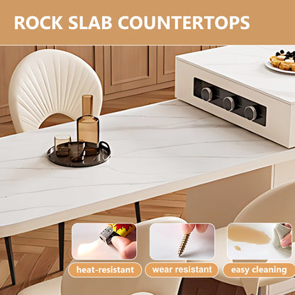 Aihm-Lon Kitchen Island with Pull Out Cabinets and Extendable Table 66.14"-81.88"