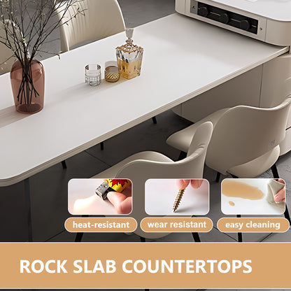 Aihm-Lon White Kitchen Island with Extendable Table with Wheels 64.17"-79.92"