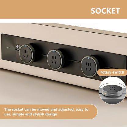 Aihm-Lon White Kitchen Island with Extendable Table with Wheels 64.17"-79.92"