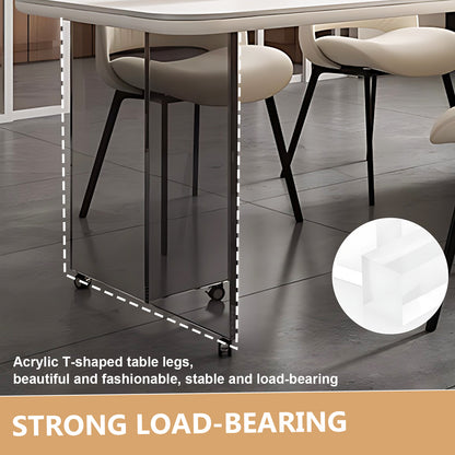 Aihm-Lon White Kitchen Island with Extendable Table with Wheels 64.17"-79.92"