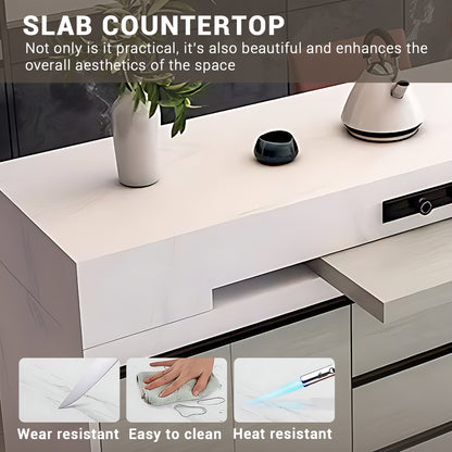 Aihm-Lon Extendable Adjustable Kitchen Island Dining Table with Wheels 55.11"