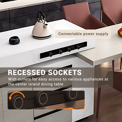 Aihm-Lon Extendable Adjustable Kitchen Island Dining Table with Wheels 55.11"