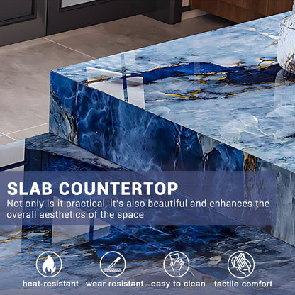 Aihm-Lon Blue Kitchen Island with Extendable Dining Table 94"-110"