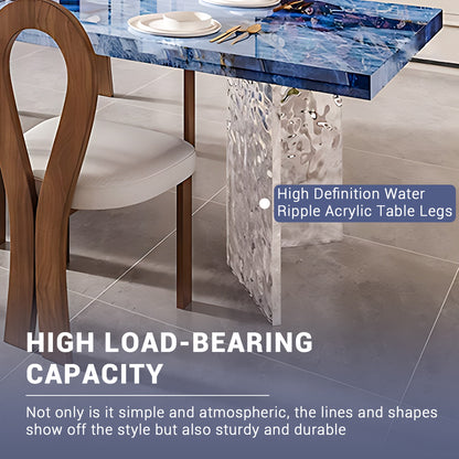 Aihm-Lon Blue Kitchen Island with Extendable Dining Table 94"-110"