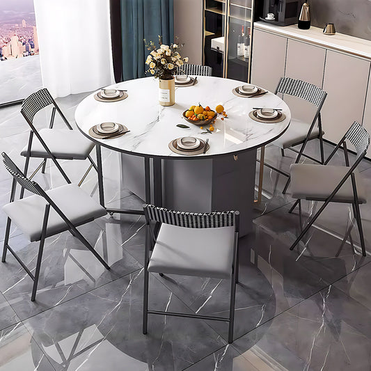 Aihm-Lon Kitchen Island with Extendable Table and 6 Chairs 47.24"