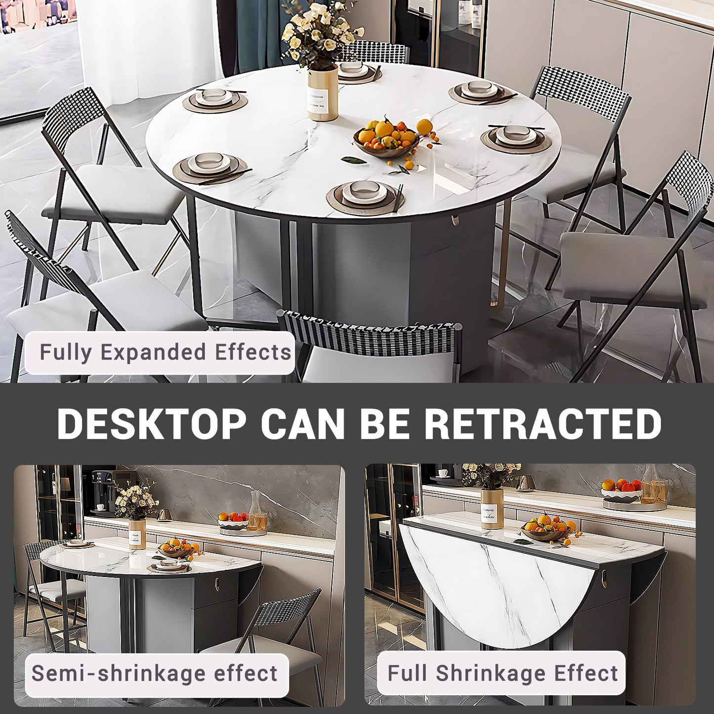 Aihm-Lon Kitchen Island with Extendable Table and 6 Chairs 47.24"