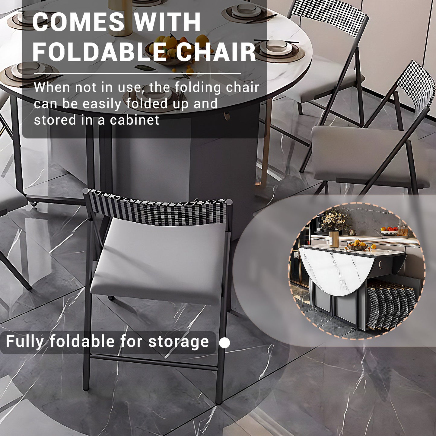 Aihm-Lon Kitchen Island with Extendable Table and 6 Chairs 47.24"