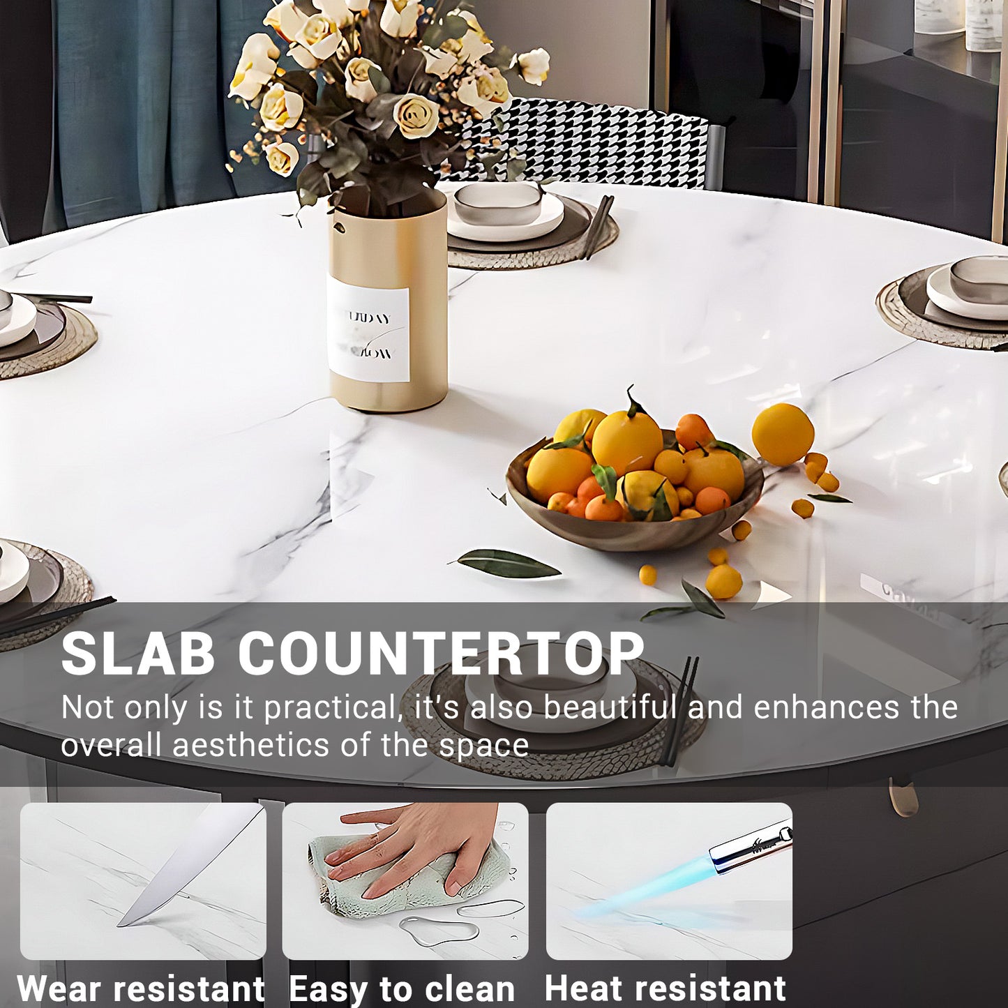 Aihm-Lon Kitchen Island with Extendable Table and 6 Chairs 47.24"