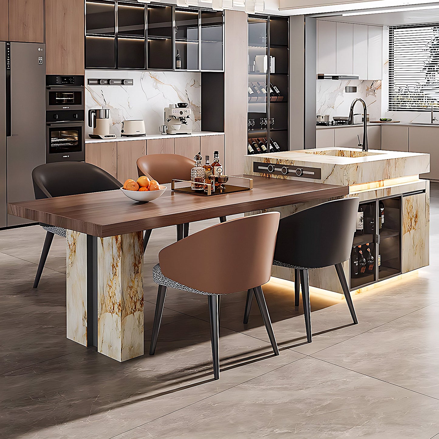 Aihm-Lon Large Kitchen Island Table with Sink and Extendable Table 94.48"-110.23"