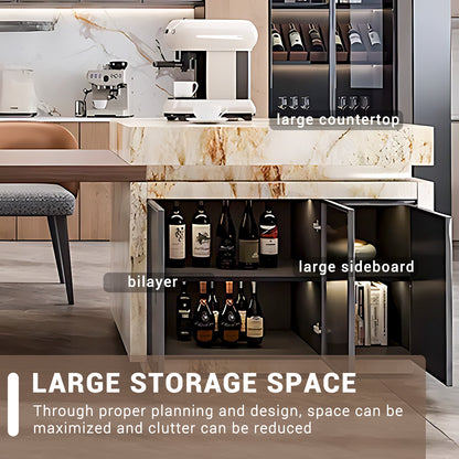 Aihm-Lon Large Kitchen Island Table with Sink and Extendable Table 94.48"-110.23"