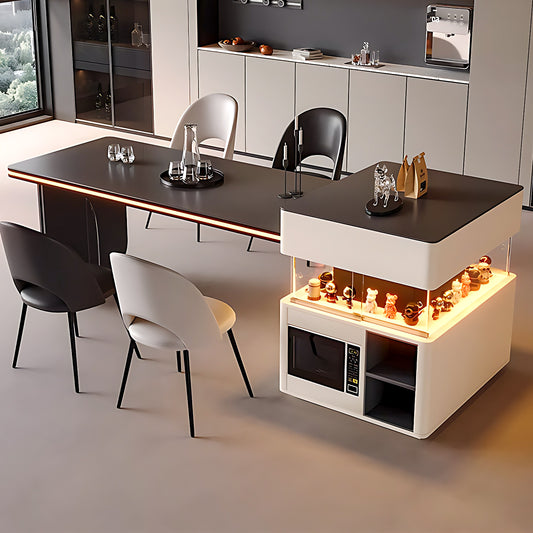 Aihm-Lon Kitchen Island with Extendable Table Large Cabinet Side 98.42"