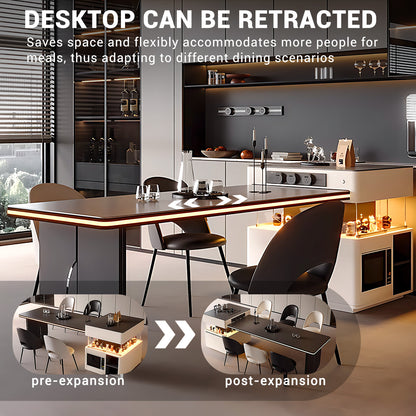 Aihm-Lon Kitchen Island with Extendable Table Large Cabinet Side 98.42"