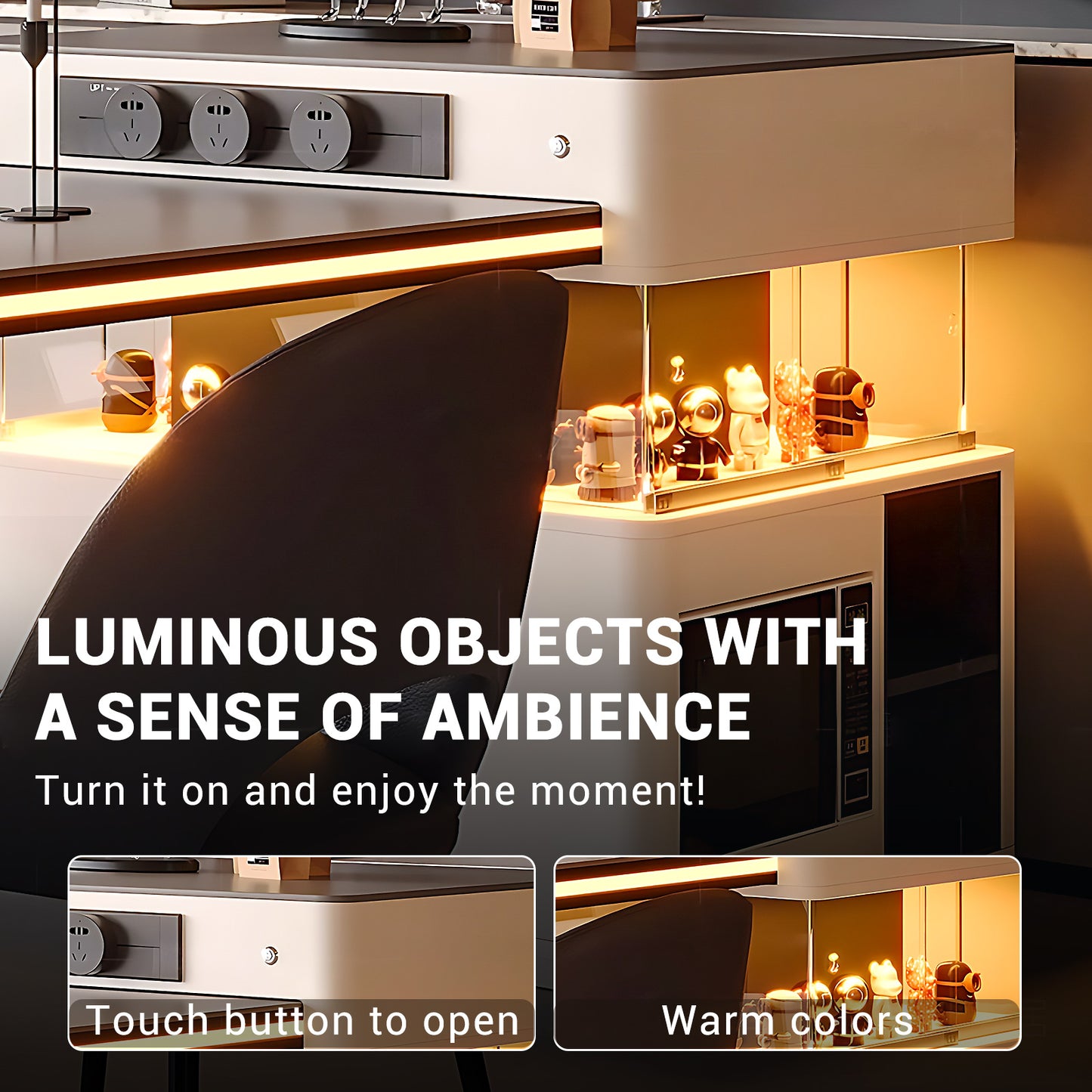 Aihm-Lon Kitchen Island with Extendable Table Large Cabinet Side 98.42"