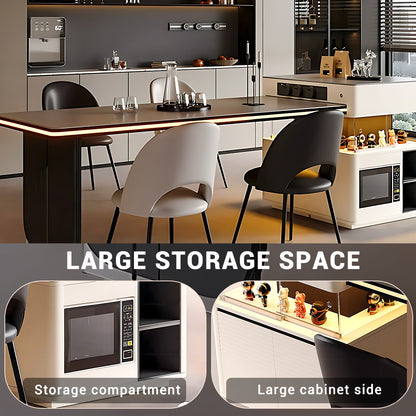 Aihm-Lon Kitchen Island with Extendable Table Large Cabinet Side 98.42"