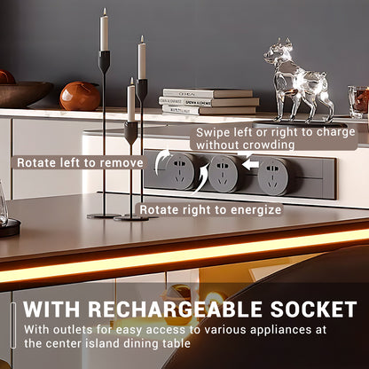 Aihm-Lon Kitchen Island with Extendable Table Large Cabinet Side 98.42"