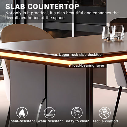 Aihm-Lon Kitchen Island with Extendable Table Large Cabinet Side 98.42"